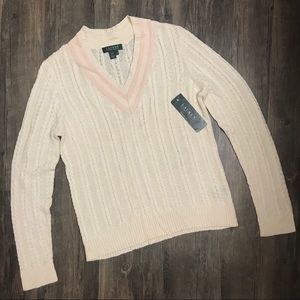 NWT Ralph Lauren cream silk sweater, size large